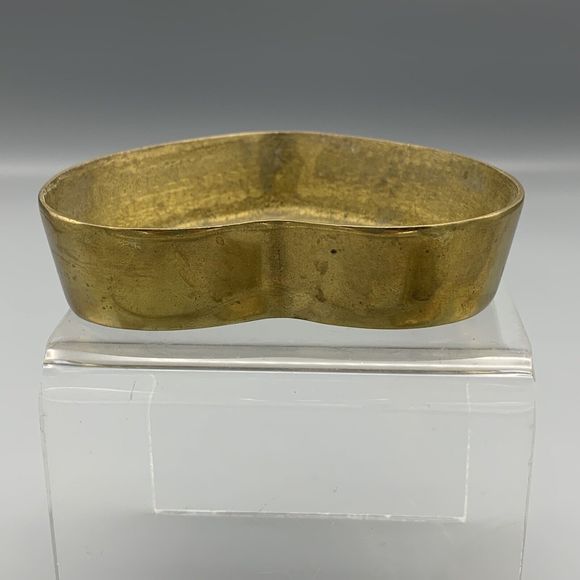 Vintage Mid Century Brass Heart Shaped Lidded Trinket Box Aged Patina Keepsake - Picture 16 of 16